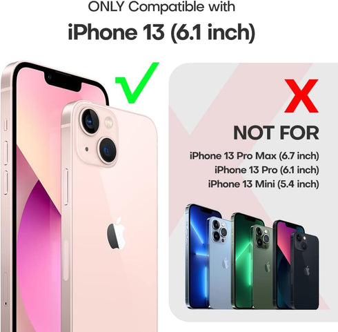 TAURI 3 in 1 for iPhone 13 Case Pink, Military-Grade Drop Protection Slim Shockproof Lanyard Case 6.1 inch