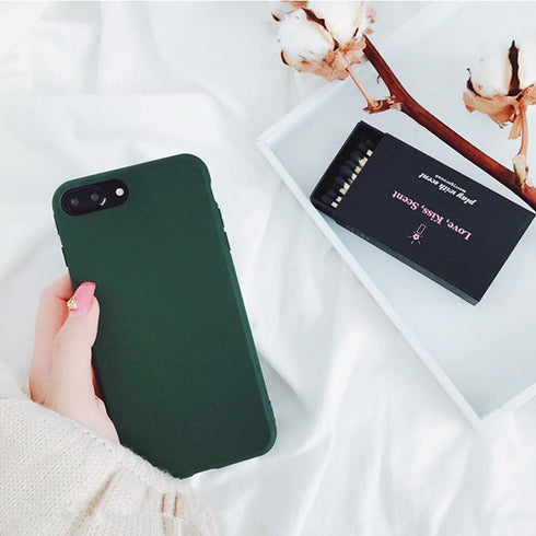 Retro Case for iPhone X 8 7 7plus Soft pro-TPU Cover for iPhone6 6Plus 6s 6sPlus Fashion Style Flexible Rubbery Slim Cover (iPhone 7/8, Forest Green)