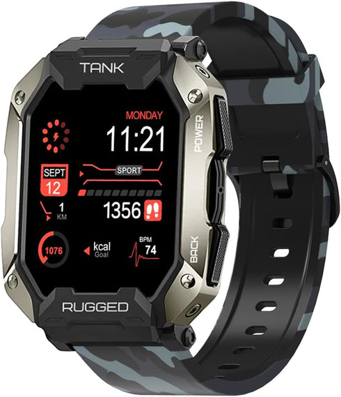 FitTurn 3 Pack Camouflage Bands Compatible for KOSPET Tank M1/M1 Pro Smart Watch Replacement Wrist Strap for AMAZTIM C20/C20 Pro Smartwatch Soft Silicone Sport Camouflage Watchband for Men