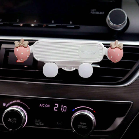 Strawberry Car Air Outlet Phone Holder, Cute Creative Suction Phone Cradle, Stocking Stuffers, Strawberry Decor