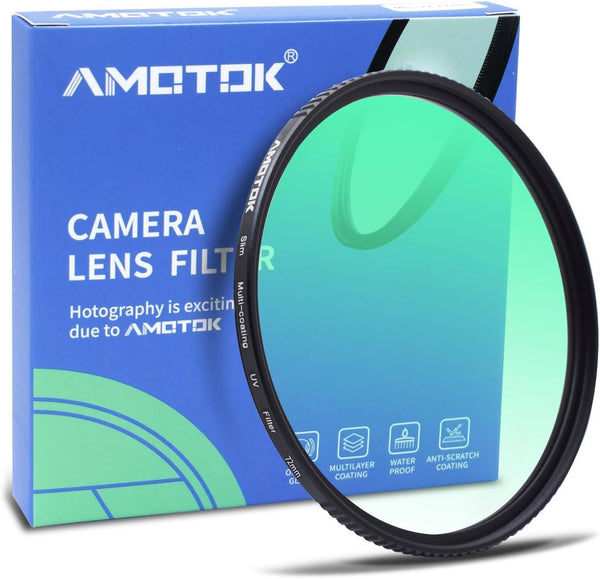 72mm Ultra-Slim UV Camera Filter, 16 Multi-Layer Coated HD/Waterproof/Scratch Resistant Optical Glass + Aluminum Alloy