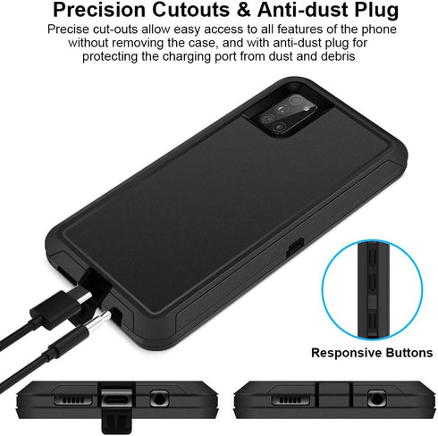 Jelanry Heavy Duty Case for Samsung Galaxy A71 5G, Rugged Dual-Layer Shockproof Protection, Black