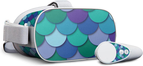 MightySkins Skin Compatible with Oculus Go Mobile VR - Blue Scales | Protective, Durable, and Unique Vinyl Decal wrap Cover | Easy to Apply, Remove, and Change Styles | Made in The USA