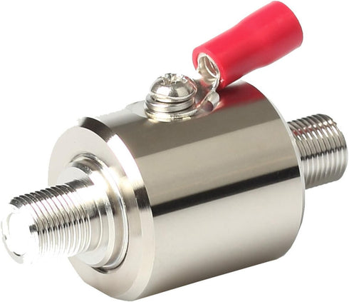 F Female to F Female Lightning Surge Protector, DC-3 GHz, 75 ohm, with 90V Gas Tube Surge Arrester.
