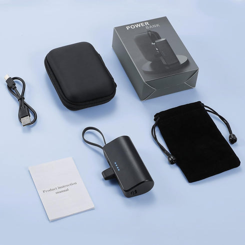 Pxwaxpy 5200mAh 20W Pack 16/15/14/13/12, Mini Portable Charger for iPhone with Built-in Type-C Cable, Ultra-Compact