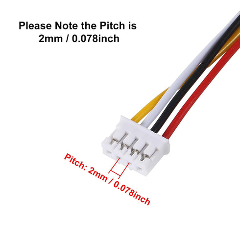 20pcs JST 2.0 Ph 4 Pin Connector Plug, Includes 10pcs Mini 4 Pin JST Ph2.0 26AWG Female and 10pcs Micro Male