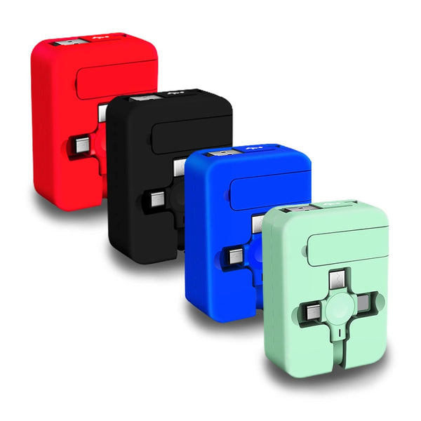 3 in 1 Retractable Charging Cable - 4 Pcs USB C, Micro USB, Phone Holder, Compatible with Android/Tablet
