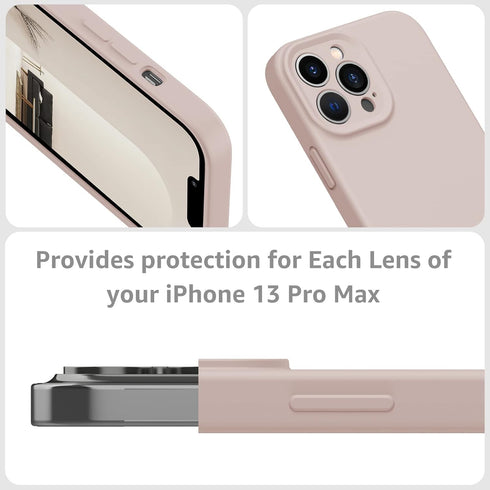 MCFANCE Silicone Magnetic Case for iPhone 13 Pro Max, Compatible with MagSafe, Full Camera & Shock Protection - Pink