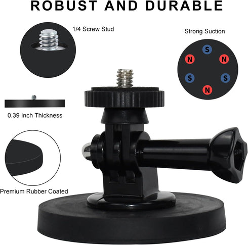 Magnetic Camera Wall Mount Compatible with Ring Stick Up Cam Battery, Camera Ceiling Mounting Bracket Outdoor Indoor Security Camera Mount Bracket Rubber Coating Neodymium Magnet with 1/4" Screw Head