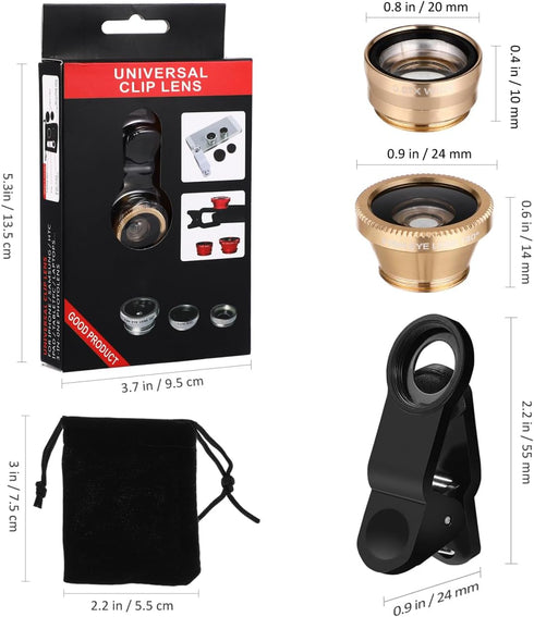 ULTECHNOVO Phone Camera Lens Macro Lens for Fisheye Camera Magnetic Earbuds Phone Accessories Kit Smartphones Clip