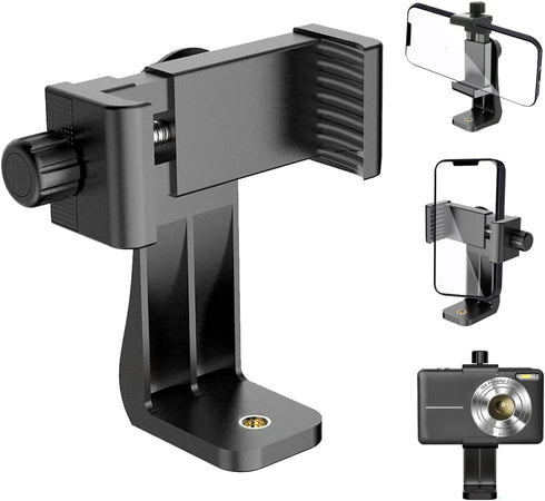 Smartphone Tripod Mount Holder, Adjustable Clip for Cell Phone, Digital Camera Bracket, Compatible with Most Cellphones