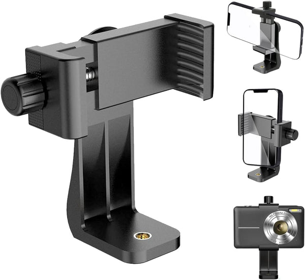 Smartphone Tripod Mount Holder, Adjustable Clip for Cell Phone, Digital Camera Bracket, Compatible with Most Cellphones