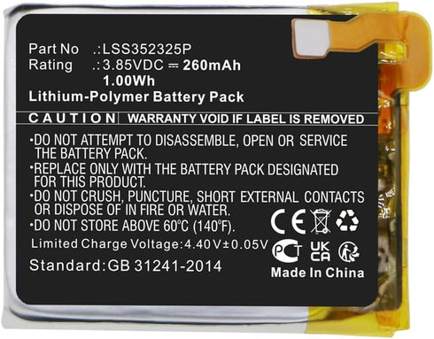 260mAh LSS352325P Battery Replacement Compatible with Fitbit Versa 3 Fitness Smartwatch FB511