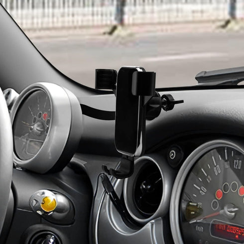 KUNGKIC for Mini R50 R52 R53 Hatch Auto Phone Holder, Aluminum Car Cradle, Rotatable Clip, Foldable Cell Phone Cradle