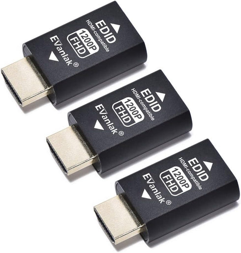 HDMI EDID Emulator Passthrough Dongle, 3rd Generation Adapter for Mac Thunderbolt to HDMI - 3 Pack