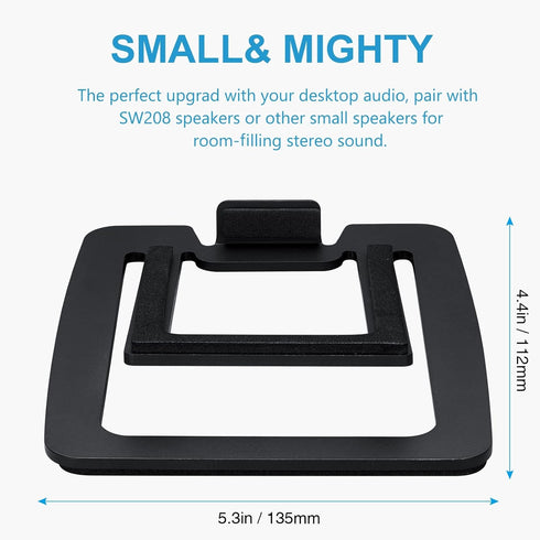 SW601 Metal Desktop Speakers Stands for Compact 2''-3'' Speakers, Tilted Steel Damping Foam Padding for Computer PC Tabletop Monitor Speakers, Recommended for SW208 Black (Pair)