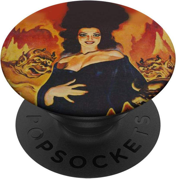 Horror Pin Up Gothic Vintage Pulp Devil Sexy Girl - Creepy PopSockets PopGrip for Phones & Tablets