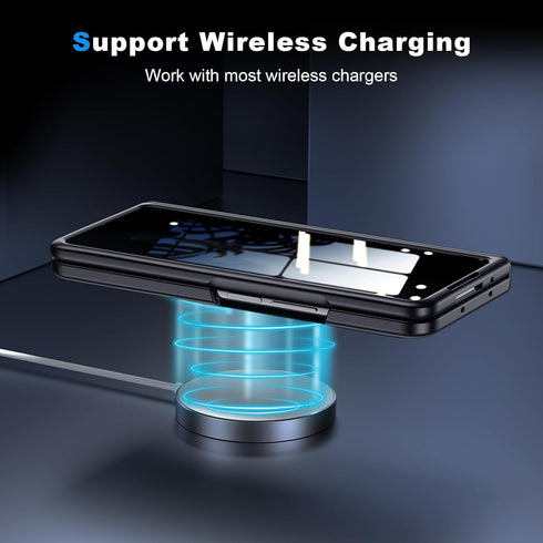 Galaxy Z Fold 3 Multifunction Business Case - Privacy Screen Protector, Hidden Kickstand, Wireless Charging, Thin