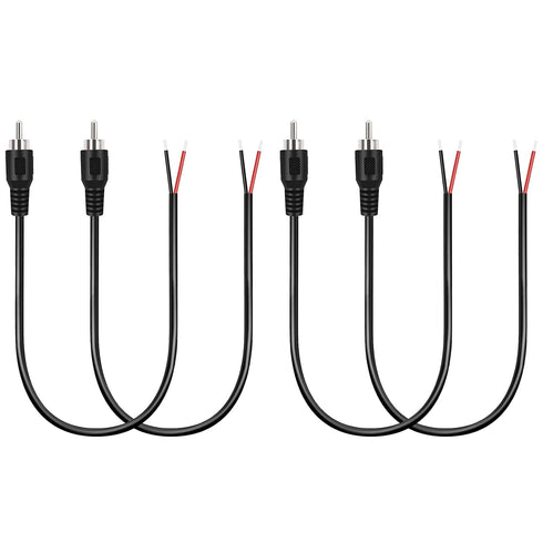 4 Pack RCA Male to Speaker Wire, RCA Male Plug Adapter to Bare Wire Open End Audio Cable for Amplifier