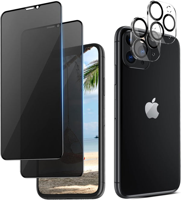 ORIbox Privacy Glass Screen Protector for iPhone 11 Pro, 2 Packs Anti-Scratch Anti-Spy Tempered Glass with Camera Lens
