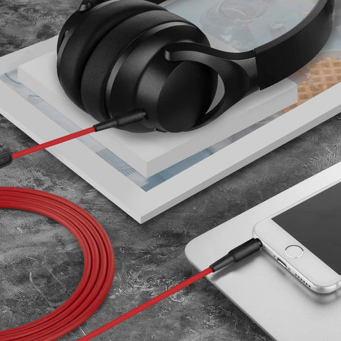 Geekria Audio Cable with Mic and Mute Control - Compatible with Anker Soundcore Space One Pro/Q45/Q11i, 3.5mm Aux Cord