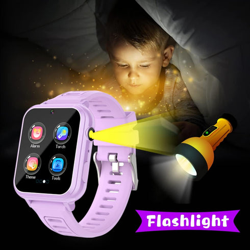Retysaz Kids Smart Watch, 24 Game Fashion Smartwatches for Children 3-14, Great Gifts for Girls Boys (Purple)