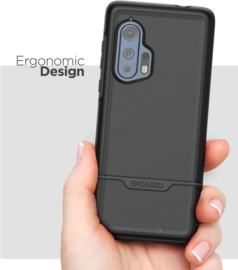 ENCASED Heavy Duty Motorola Edge Plus Case (2020 ONLY), Military Grade Full Body Rugged Cover - Black