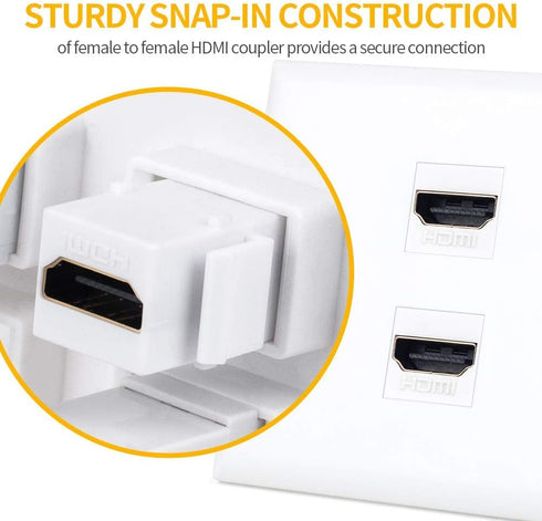 HDMI Keystone Jack 4K, 20 Pack HDMI Keystone Insert Female to Female Coupler Video Adapter (White)