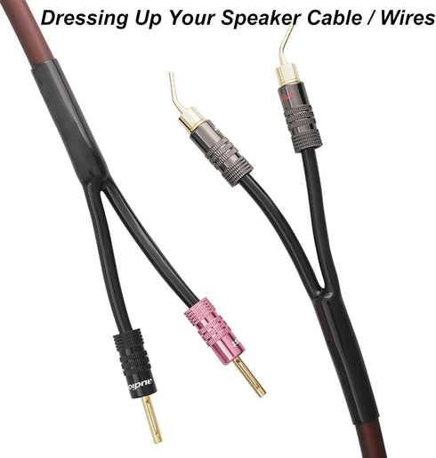 Cable Pants, Speaker Wire Pants Jacket Y Boot ( 9MM-2x 3.5MM 8PACK Black) for DIY Speaker Cables