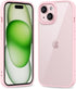 oakxco Thin Slim Clear Case for iPhone 15/14/13, Light Pink Transparent Hybrid Hard Plastic & Soft Silicone Bumper