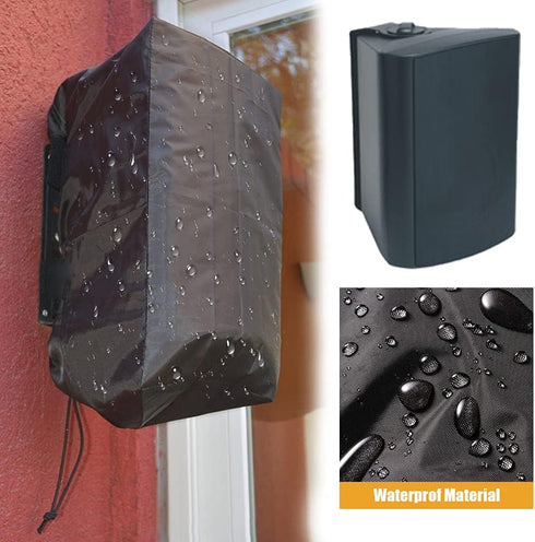 Outdoor Speaker Cover 2 Pack Bags, Waterproof Wall Mounted Speaker Protection with Windproof Elastic Cord