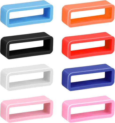8 Pack Smart Watch Fastener Rings Replacement, 20mm Silicone Security Connector Rubber Watch Band Loops Keeper