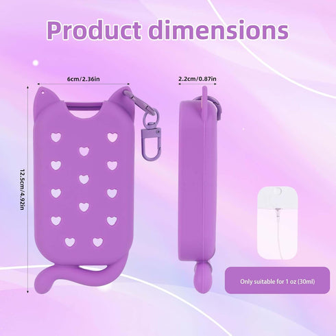 Penitue 1oz/30ml, 60-Degree Hand Sanitizer Spray Case for Power Mist/Glow Mist Cute Cat Silicone Hand Spray Bottle Case