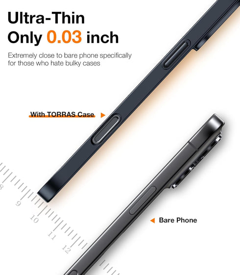 TORRAS 16 16 16Pro 6.3 inch, Slim Fit for iPhone Pro Case, Ultra Thin for iPhone Pro Case, Lightweight Matte