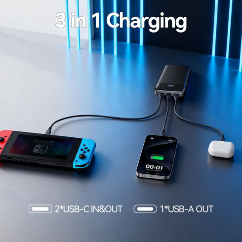 MTALOUYES 10000mAh 22.5W 3 2 Pack Portable Charger, Slim Power Bank Portable Phone Charger PD QC Fast Charging