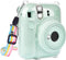 MUZIRI KINOKOO Clear Protective Case for Fuji Instax Mini 12, Hard PVC Carrying Case with Rainbow Shoulder Strap