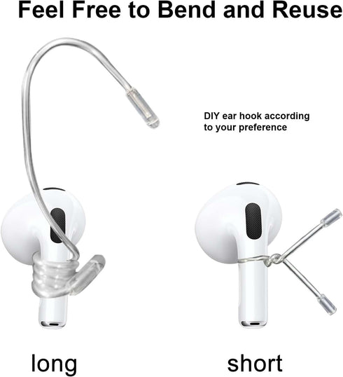 Ear Hooks for AirPods & All in-Ear Headphones with Stems, Secure & Comfortable Fit, Easy to Install (EG6+2)