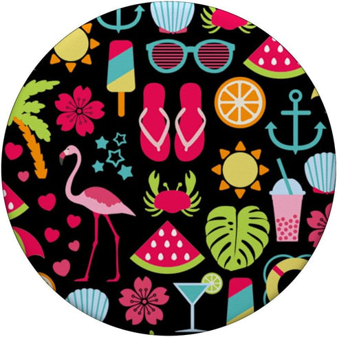 PopSockets Standard PopGrip - Beach Vacation Sun Glasses Flamingo Fruits Black Background