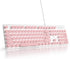 Wired Quiet Membrane Keyboard, Full Size 104-Keys, Retro Punk Typewriter, White LED Backlit, USB, Pink