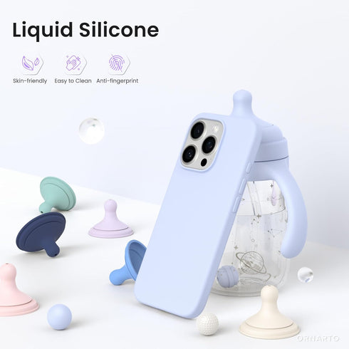 ORNARTO 16 6.3", 3 Compatible with iPhone Pro Case Slim Liquid Silicone Layers Soft Gel Rubber Shockproof Protective