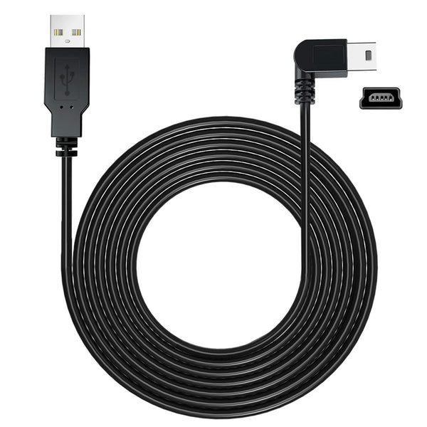 YQMAJIM GPS Charger Cable, 16.5Ft Dash Cam Power Cord, Pure Copper Thicker 90 Degree Mini USB for Garmin Nuvi GPS