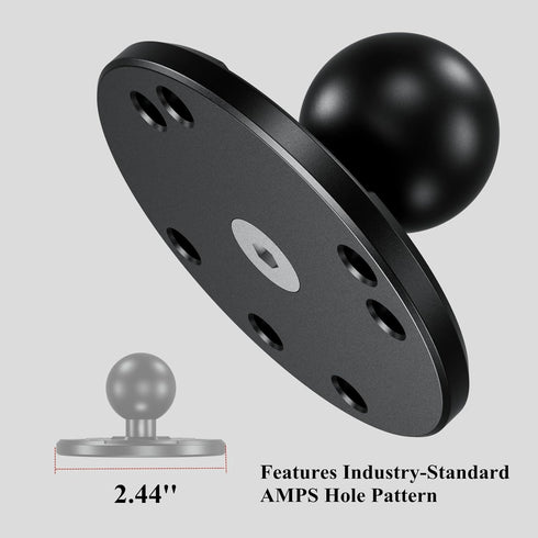 BRCOVAN 1'' Ball Mount Base with Aluminum Alloy AMPS Hole Round Plate & 1'' TPU Ball Adapter