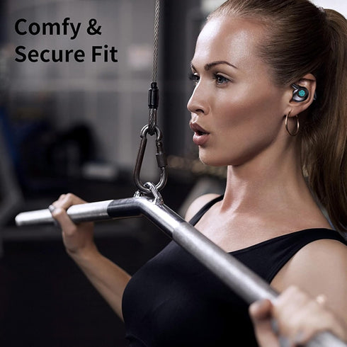 Earbuds, Q23 PRO Bluetooth 5.1 Sport Waterproof Earphones with Charging Case, Stereo Noise Cancelling Earhooks Headset Bulit in Mic, for Sports Travel Work Gym(Black)