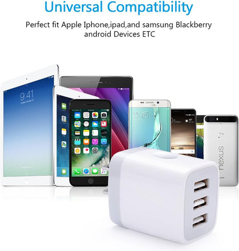 Hootek USB Wall Charger 2Pack, 3-Port 3.1A Power Adapter, Multi Port Quick Charger Block for iPhone 15 14 13 12 11 Pro