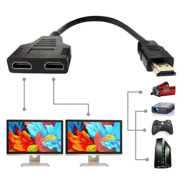 Marmoin HDMI Cable Splitter 1 in 2 Out HDMI Adapter Cable HDMI Male