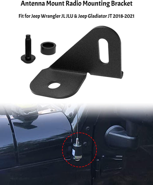 Antenna Mount Driver's Side Mount Bracket, Front Driver Near Hood Side Mount Bracket Holder Fit for Jeep Wrangler Gladiator JL JLU JT 2018 2019 2020 2021