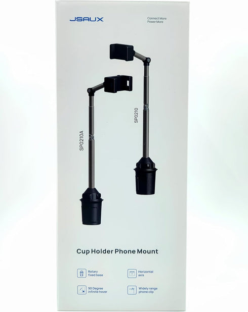 JSAUX Car Cup Holder Phone Mount, Metal Long-Arm Ultra Stable Holder for Car Cupholders, Adjustable for iPhone 16 15