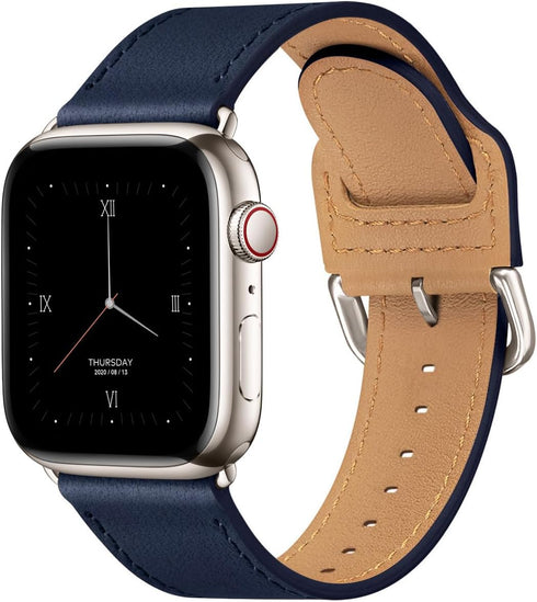 POWER PRIMACY Leather Bands for Apple Watch 38mm 40mm 41mm, Genuine Leather Strap for Women Men iWatch SE Series 9 8 7