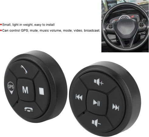 Locadence Wirelessly BT Media Remote Button, Steering Wheel Control Buttons Kit, Car Steering Wheel Button Media Remote