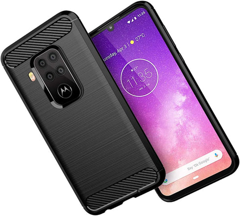 Osophter for Motorola Moto One Zoom Case, Shock-Absorption Flexible TPU Rubber Full-Body Protective Cover for Moto One